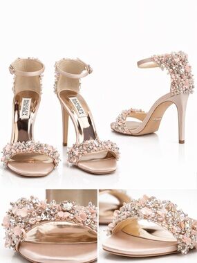 Badgley Mischka Blush Pink Satin Heel Sandals